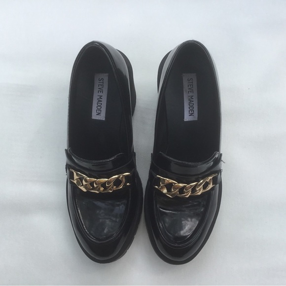 Steve Madden Black and Gold Platform Lug Sole Oxfords Mary Janes thick chunky - Picture 3 of 8